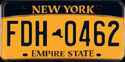 NY license plate FDH0462
