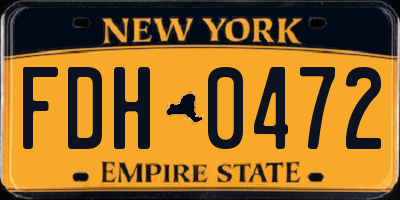 NY license plate FDH0472