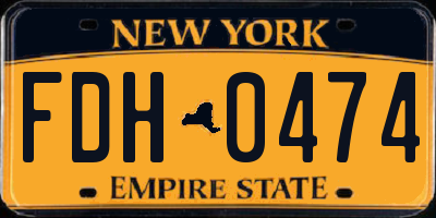 NY license plate FDH0474