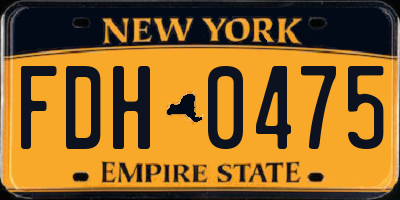 NY license plate FDH0475