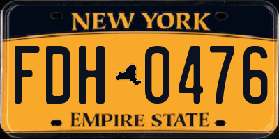 NY license plate FDH0476