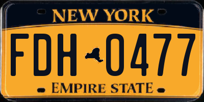 NY license plate FDH0477