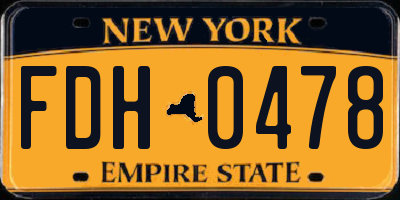 NY license plate FDH0478
