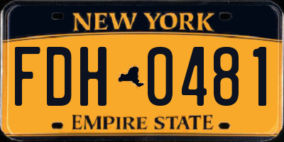 NY license plate FDH0481