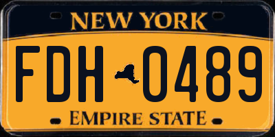 NY license plate FDH0489