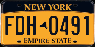 NY license plate FDH0491
