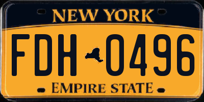 NY license plate FDH0496
