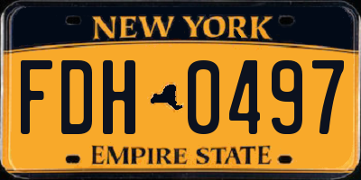 NY license plate FDH0497