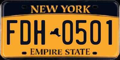 NY license plate FDH0501