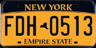 NY license plate FDH0513