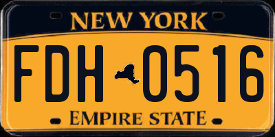 NY license plate FDH0516
