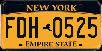 NY license plate FDH0525