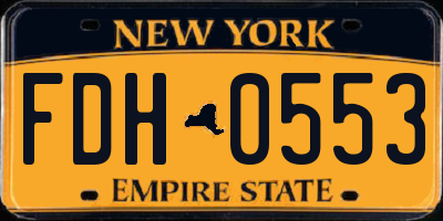 NY license plate FDH0553