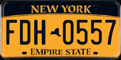 NY license plate FDH0557