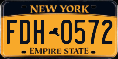 NY license plate FDH0572