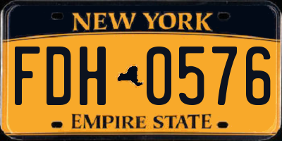 NY license plate FDH0576