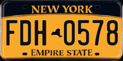 NY license plate FDH0578