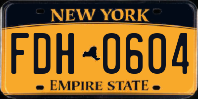 NY license plate FDH0604