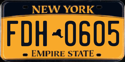 NY license plate FDH0605