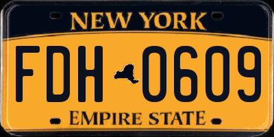NY license plate FDH0609