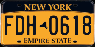 NY license plate FDH0618