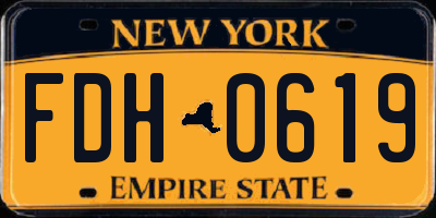 NY license plate FDH0619
