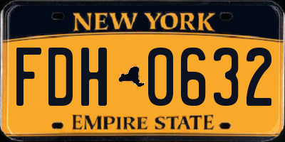 NY license plate FDH0632