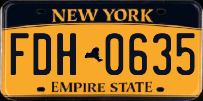 NY license plate FDH0635