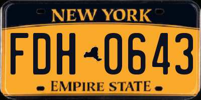NY license plate FDH0643