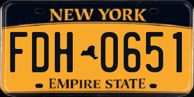 NY license plate FDH0651