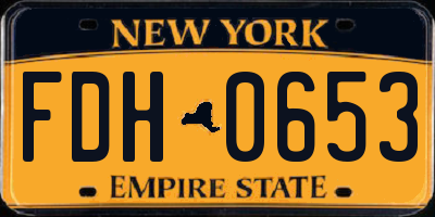 NY license plate FDH0653