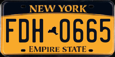 NY license plate FDH0665