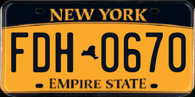 NY license plate FDH0670