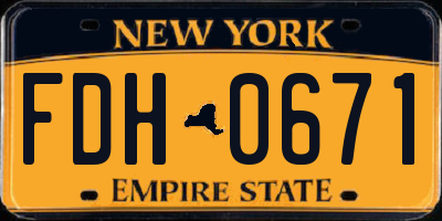 NY license plate FDH0671