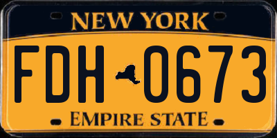 NY license plate FDH0673