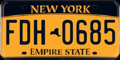 NY license plate FDH0685