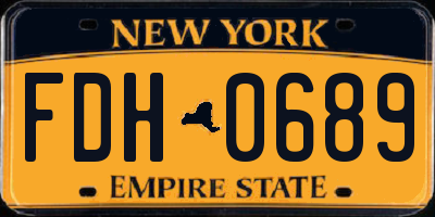 NY license plate FDH0689