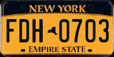 NY license plate FDH0703