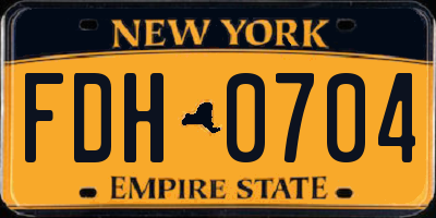 NY license plate FDH0704