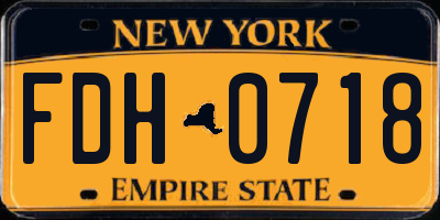 NY license plate FDH0718