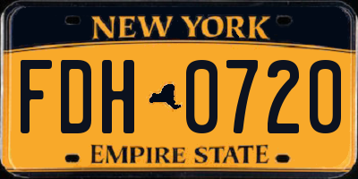 NY license plate FDH0720