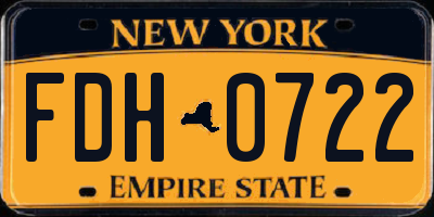 NY license plate FDH0722