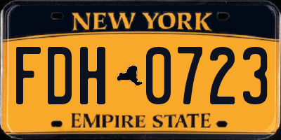 NY license plate FDH0723