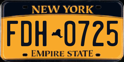 NY license plate FDH0725