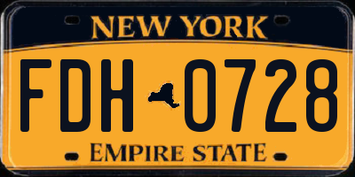 NY license plate FDH0728
