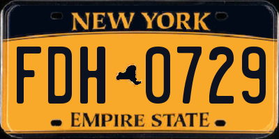 NY license plate FDH0729