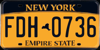 NY license plate FDH0736