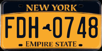NY license plate FDH0748