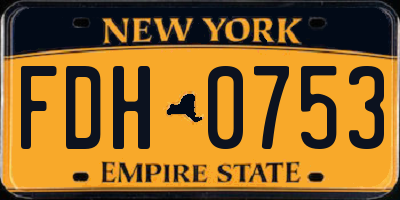 NY license plate FDH0753