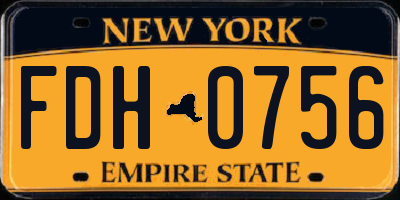 NY license plate FDH0756